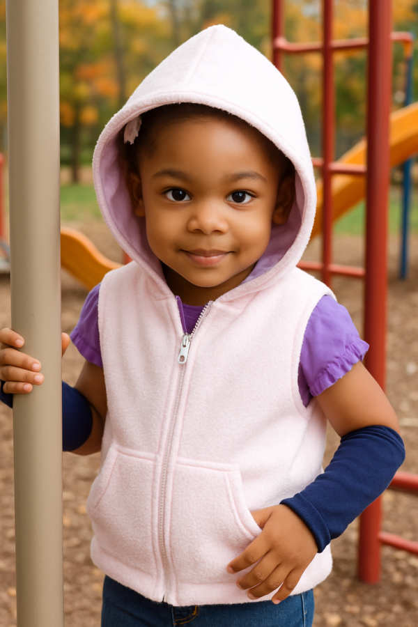 Girl in Pink Vest Playground Joy on a Fall Day Girl in Pink Vest Playground Joy on a Fall Day