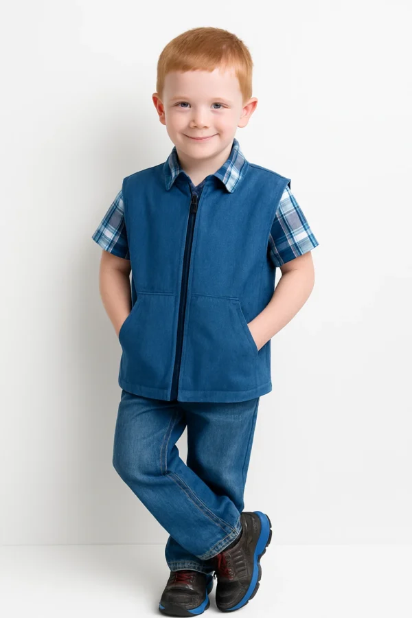 boy-wearing-blue-vest-in-white-studio-room_1024_1536 Child wearing blue weighted vest against white background