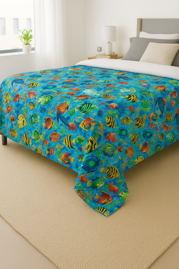 sealife weighted blanket on bed